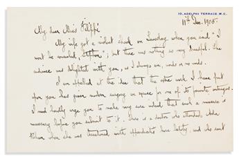 SHAW, GEORGE BERNARD. Autograph Letter Signed, G. Bernard Shaw, to the actress Miss [Rosina] Filippi,